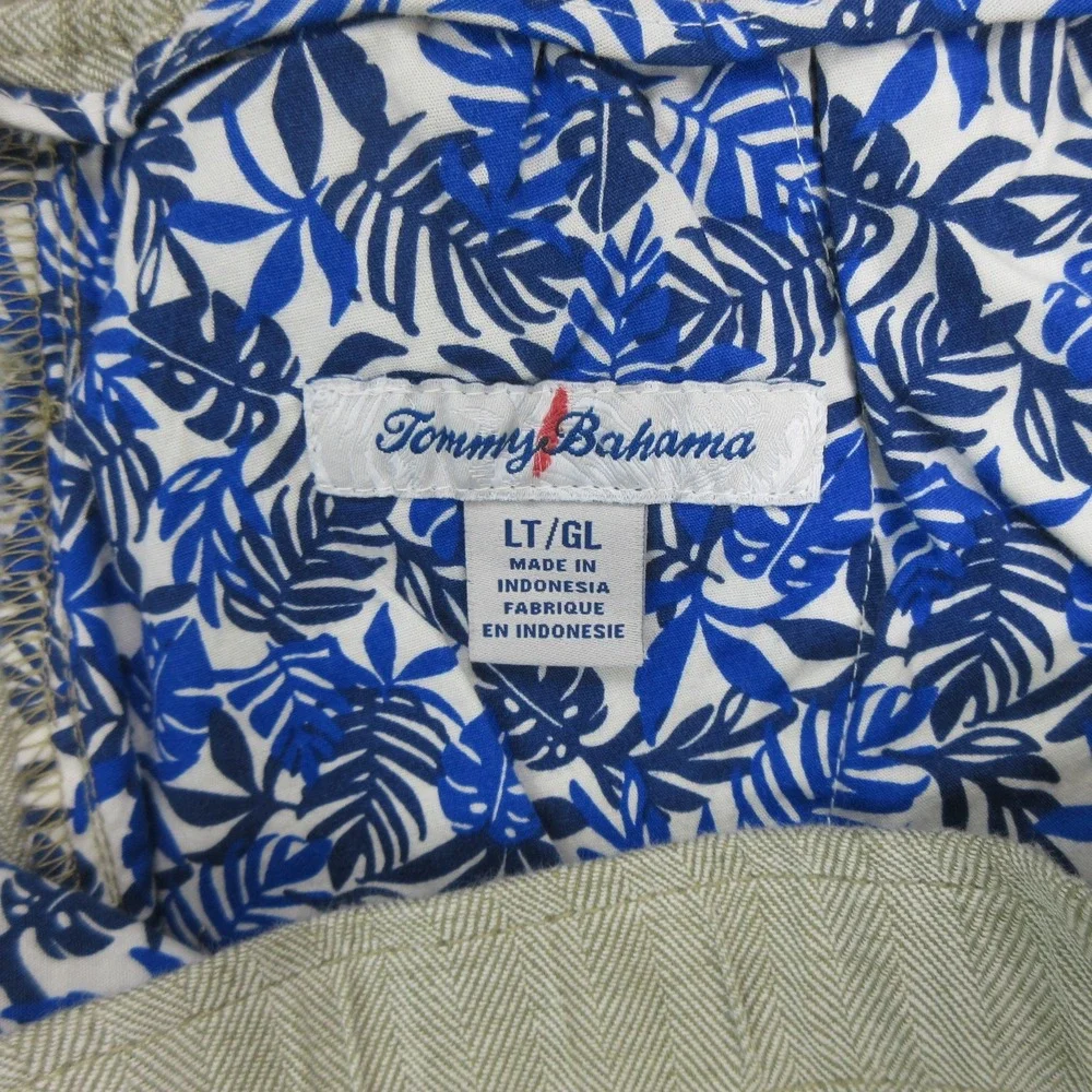 Tommy Bahama Men Pants LT Beach Coast Linen Blend Herringbone Elastic Waist New